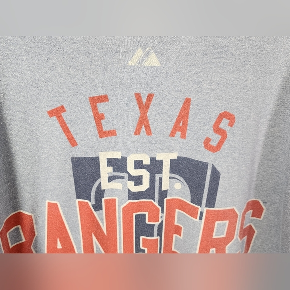 MAJESTIC MLB TEXAS RANGERS EST 1972 ADULT T-SHIRT SIZE XL BLUE COTTON POLYESTER - Picture 4 of 12